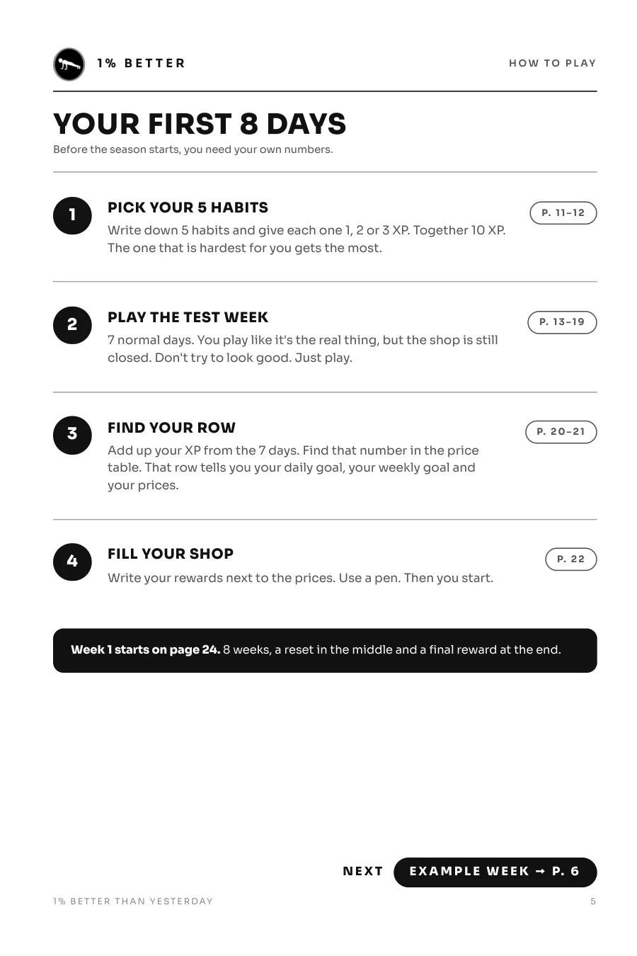 Page 5: your first 8 days