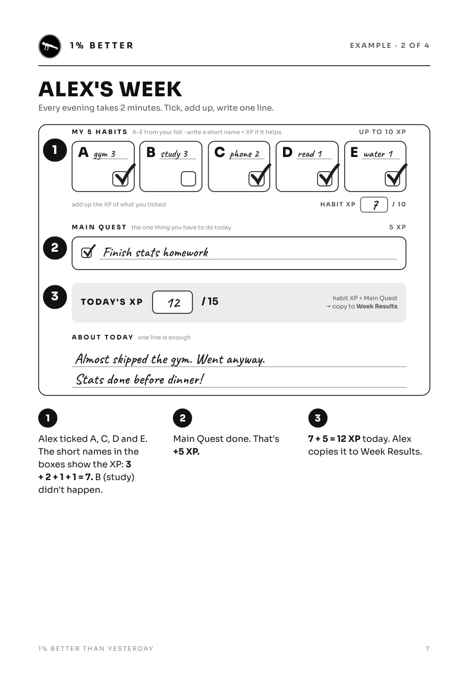 Page 7: example week, one day