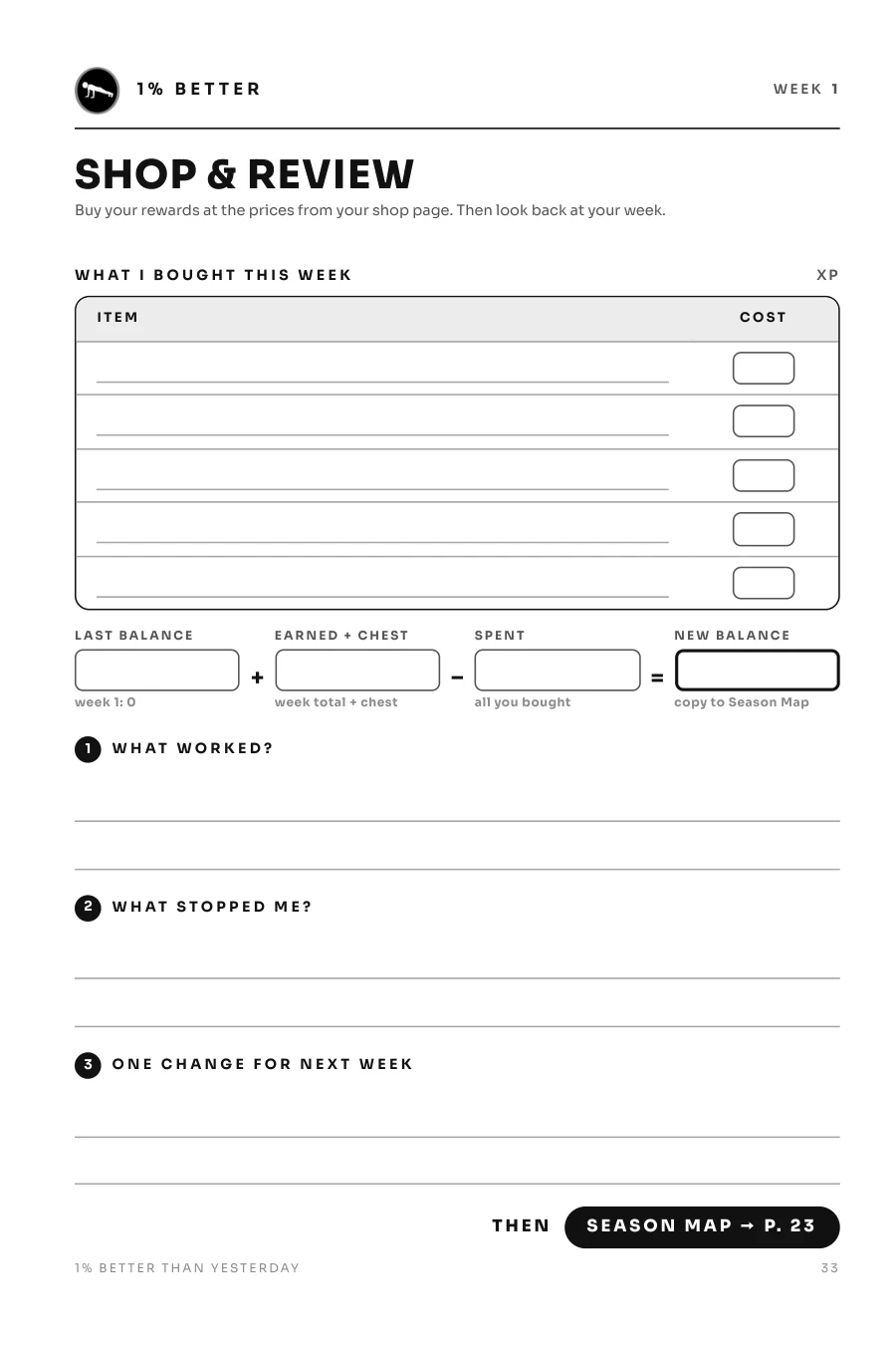 Page 33: shop and review
